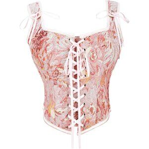 Women's Pink Daisy Floral Renaissance Corsets Cottage Core Vest Corset Tops